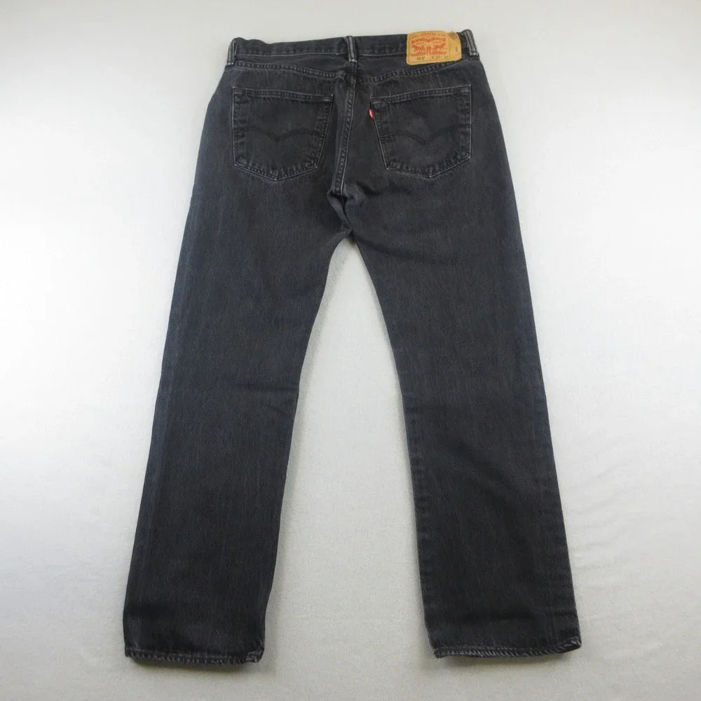 Levi's 501 Jeans Men 36x32 (Actual 35x29) Black Denim Button Fly Straight Leg